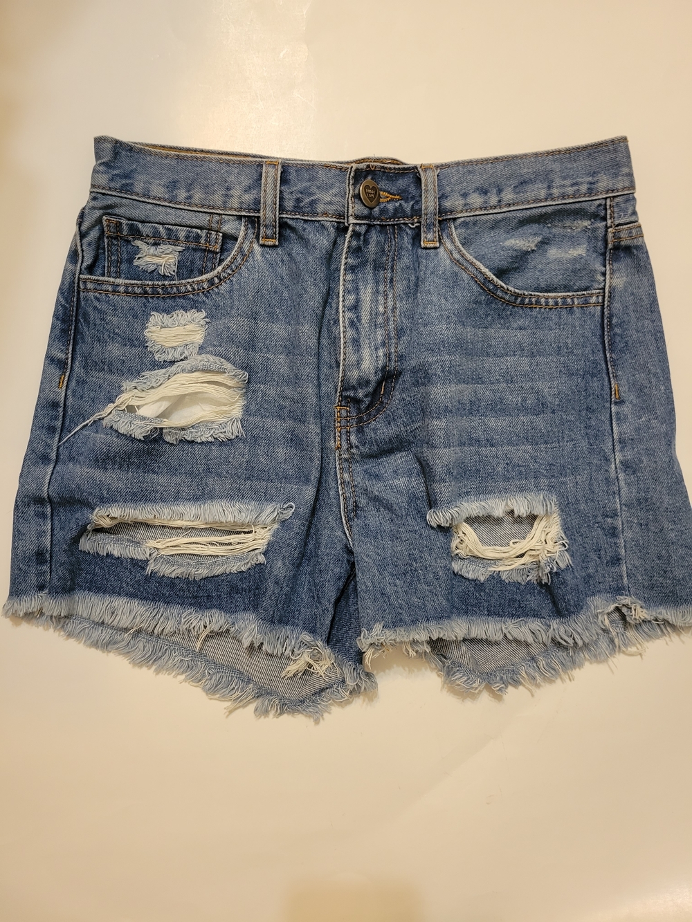 Buddy Love Distressed Blue Denim Shorts